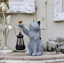 Solar Cat Garden Statue Outdoor Decor, Cat Sculpture with Lantern and Butterfly for Yard Lawn Patio Balcony, Birthday Housewarming Gifts for Mom, Grandma, Women, 9.4 inch, Resin by CozyNest Decor