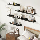 Picture Ledge Wall Shelves 48 inches Width Set of 3, Solid Pine Wood Rustic Floating Ledge Shelves for Wall for Kids' Room Bedroom Kitchen Bathroom Long Floating Shelves for Wall Decor, Black by CozyNest Decor