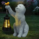 Solar Cat Garden Statue Outdoor Decor, Cat Sculpture with Lantern and Butterfly for Yard Lawn Patio Balcony, Birthday Housewarming Gifts for Mom, Grandma, Women, 9.4 inch, Resin by CozyNest Decor