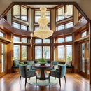 31 - Light Large Empire Crystal Chandelier for High Ceiling Foyer Entryway Staircase Living Room Dining Room Gold Finish by CozyNest Decor