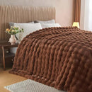 Lotus Karen Faux Fur Throw Blanket Dark Coffee - Big Bubble Rabbit Fluff Blanket for Couch Bed Sofa,Softest Fluffy Fuzzy Cozy Blanket,Thick Furry Plush Shaggy Warm Blankets for Women,108x90 Inches by CozyNest Decor