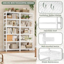 FOTOSOK 6-Tier Bamboo Shelf Set of 2, Bamboo Bookcase with Adjustable Shelves, Free Standing Storage Shelf Unit Plant Flower Stand, Tall Large White Bookshelf for Kitchen, Bathroom, Home Office, White by CozyNest Decor