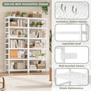FOTOSOK 6-Tier Bamboo Shelf, Bamboo Bookcase with Adjustable Shelves, Free Standing Storage Shelf Unit, Plant Flower Stand for Bathroom, Kitchen, Home Office, White by CozyNest Decor