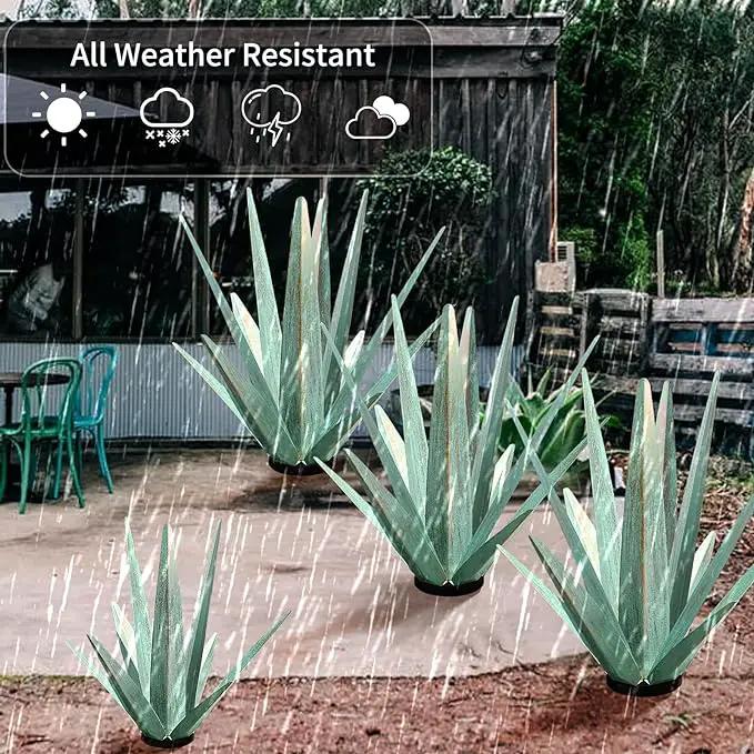 Large Tequila Rustic Sculpture, Rustic Metal Agave Plants for Outdoor Patio Yard, Home Decor Hand Painted Metal Agave Garden Yard Statue, Outdoor Lawn Ornaments (Mint Green - L), photo 5 of 7