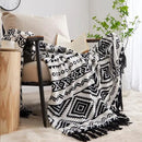 CASAAGUSTO Boho Throw Blanket - Black and White Decorative Blankets with Tassel, Printed Flannel Bohemian Blanket for Chair, Bed, Sofa, Couch(60 * 80, Black and White) by CozyNest Decor