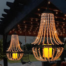Hanging Candle Chandelier Outdoor, Battery Operated Clear Acrylic Beaded Chandelier with Flickering Led Candle Light S Hooks Modern Lantern for Garden Yard Patio Gazebo Room Indoor Decorations, 27”H by GreenHaven Gardens