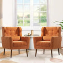 Accent Chair Set of 2, Upholstered Armchair with Pillow, Fabric Single Sofa Chair with Lounge Seat and Wood Legs Accent Chair for Living Room Small Spaces (Orange, Set of 2) by CozyNest Decor