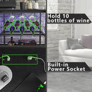 Wine Cabinet Coffee Table with Power Socket and LED Light, Three Tiers Coffee Bar Table Wine Rack Liqour Bar with Large Storage for Home Kitchen (Black) by CozyNest Decor