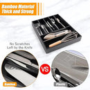 Bellsal Bamboo Silverware Drawer Organizer, Utensil Kitchen Drawer Organizer, Utensil Holder Cutlery Tray with Grooved Drawer Dividers for Kitchen Utensils and Flatware Bedroom Office (7 Slot, Black) by CozyNest Decor