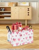 Rectangular Folding Laundry Basket,waterproof Canvas Basket,gift basket,Suitable for children's room,Office,Clothes,Toys Storage(Pink Love) by TinyTreasures Baby Boutique