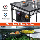 Folding Grill Table, 3x2 FT Portable Camping Table, Height Adjustable Metal Tables with Mesh Desktop and Mesh Bag, Outdoor Furniture for Camping, Picnic, Beach and BBQ, Black by GreenHaven Gardens