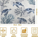 Coastal Beach Placemats Set of 4 Nautical Theme Coral Sea Turtle Navy Blue Place Mat 12x18 Inch Seasonal Summer Ocean Washable Linen Fabric Table Mats for Party Kitchen Dining Decoration by CozyNest Decor
