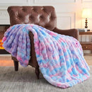 NEWCOSPLAY Faux Fur Twin Blanket Purple Rainbow Luxury Fluffy Thick Warm Bubble Blanket for Couch Sofa Bed 700GSM (Purple Rainbow, Twin(60"x80")) by CozyNest Decor