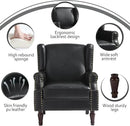 Accent Chairs, Faux Leather High Back Armchair Set of 2 or Living Room, Comfy Upholstered Single Sofa Reading Chairs with Solid Wood Legs for Office, Bedroom, Waiting Room-Black by CozyNest Decor