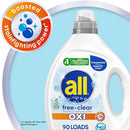 all Liquid Laundry Detergent, Free Clear for Sensitive Skin with OXI, Unscented and Hypoallergenic, 2X Concentrated, 90 Loads by CozyNest Decor