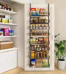 Over The Door Pantry Organizer, Wall Mount Spice Rack, Pantry Hanging Storage and Organization, 8 Adjustable Baskets Heavy-Duty Metal for Home & Kitchen, Back of Door Seasoning Rack - Black by CozyNest Decor