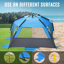 WhiteFang Deluxe Pop Up Beach Tent Sun Shade Shelter for 3-4/5-6 Person, UV Protection, Extendable Floor with 3 Ventilating Windows Plus Carrying Bag, Stakes, and Guy Lines by TinyTreasures Baby Boutique