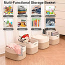 Storage Baskets for Shelves, Woven Storage Basket, Bins for Cube Storage, Cotton Rope Basket with Handles for Toy, Book, and Clothes Living Room, (4 Packs) Off White & Brown by CozyNest Decor