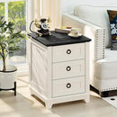 Farmhouse Night Stand Set of 2, 18" End Table with 3 Drawer Metal Handle, Dresser for Bedroom, Sofa Bed Side Table Chest of Drawers,Wood Nightstand Cabinet for Organizer, Living Room-White by CozyNest Decor
