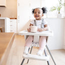 Regalo High Chair with Rainbow Seat Pad for Babies and Toddlers, Award Winning Brand, Removable Oversized Tray with Cup Holder, Five Point Harness, White by TinyTreasures Baby Boutique