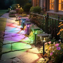 CINOTON 2 Pack RGBCW Solar Pathway Outdoor Lights, 3 Lighting Modes Solar LED Garden Light, IP65 Waterproof Outside Solar Powered Landscape Lighting for Patio Walkway Yard Driveway RGB/Warm/Cold White by CozyNest Decor