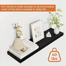 Fun Memories Floating Shelves for Wall, 24" Rustic Wood Deep Wall Mounted Shelves with Invisible Brackets for Decor & Storage, Floating Shelf for Living Room, Bathroom (Black, Set of 2) by CozyNest Decor