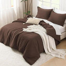 Litanika Brown Comforter Set King Size, 3 Pieces Lightweight Solid Bedding Comforter Set, All Season Fluffy Bed Set (104x90In Comforter & 2 Pillowcases) by CozyNest Decor