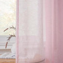 FMFUNCTEX Linen Sheer Curtains for Bedroom, Pink Curtains 63 Inch Length for Living Room, Blush Pink Farmhouse French Flax Blend Window Draperies, Rod Pocket 2 Panels Set by CozyNest Decor