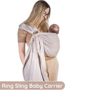Baby Sling Carrier – Breathable 100% Cotton Wrap for Infant Support, Ring Sling Baby Carrier – Adjustable Muslin Fabric, Soft Chest Hold for Travel (Sand) by TinyTreasures Baby Boutique