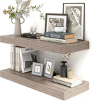 12 Inch Deep Floating Shelves for Wall | 30 Inch Floating Shelves Set of 2 | Rustic Grey Wood Shelves for Living Room Bathroom Laundry Room Bedroom Kitchen Home Office - Rustic Grey by CozyNest Decor
