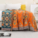 Throw Blanket for Couch Bed Chair,100% Cotton Soft Lightweight Blanket Rustic Quilt -Orange Floral Printed Farmhouse Decor Bed All Season Blankets,90"×98" by CozyNest Decor