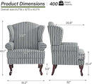 Accent Chair, High Back Upholstered Armchair with High Resilience Sponge & Wood Legs, Mid-Century Modern Comfy Single Sofa Reading Chairs for Living Room, Bedroom (Stripe Grey, Set of 1) by CozyNest Decor
