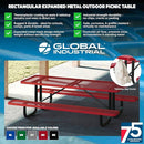 Global Industrial 6’L Rectangular Picnic Table, Expanded Metal, Green Thermoplastic Coating, Attached Benches, 1-1/2” Umbrella Pole Hole, Outdoor-Rated, 1000 lb Capacity, 72” x 30” Tabletop by GreenHaven Gardens