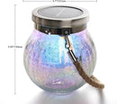 Cooo 2 Pack Solar Lantern Outdoor Waterproof Iridescent Crackle Glass with 215% Larger Solar Panel, Stainless Steel Lid – Rainbow Glass Hanging Light with Cool White LED for Garden Patio Table by CozyNest Decor