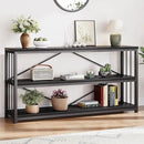 LVB Black Entryway Table, Modern Narrow Console for Hallway, Industrial Farmhouse Foyer Table with Storage Shelves, 63 Inch by CozyNest Decor