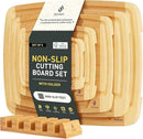 Bamboo Cutting Board Set Non Slip Feet with Holder Over Sink Wooden Cutting Boards Eating Grilling Biard Cutboard Biard Chtting Woodcutting Cuttingboards Voard Oard Bord 12x18 11 x 14 Baords Baord by CozyNest Decor