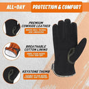HLDD HANDLANDY Leather Work Gloves for Men & Women, Adjustable Wrist Cowhide Gardening Glove with Reinforced Palm for Driver by GreenHaven Gardens