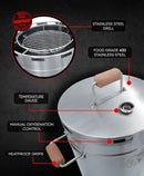 El Barril Lite Large Barrel Smoker Grill, Stainless Steel 430, 45 lb Capacity, 14 Meat Hooks, Upper Grill and Handler, Outdoor Vertical Charcoal BBQ (Lite 45LBS Large) by GreenHaven Gardens