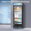 Tylza Commercial Refrigerator with Glass Door Display Beverage Fridge, 11.15 Cu Ft Upright Beverage Cooler Merchandiser with Replaceable Advertising Light Board, Rebound Door, Fast Cooling, Black by CozyNest Decor