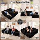 ovios 104" Cloud Sectional Couch with L-Shape Chaise,Modern Modular Sofa with Deep Seat, Upholstered Couches for Living Room Bedroom,No Assembly Required, Black (Corduroy Fabric) by CozyNest Decor