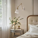 JONATHAN Y JYL7462B Rover 7" Classic Industrial Metal Adjustable Arm LED Wall Sconce, White/Brass Gold for Bedroom, Bathroom, Vanity by CozyNest Decor