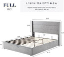 Allewie Full Size Lift Up Storage Bed, Modern Wingback Headboard, Hydraulic Support, No Box Spring Needed, Light Grey by CozyNest Decor