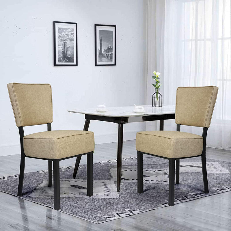 Set of 2 Classic Dining Chair, Modern Style Family Leisure Chair with Stainless Steel Legs, PU Leather Mid Back Side Chair