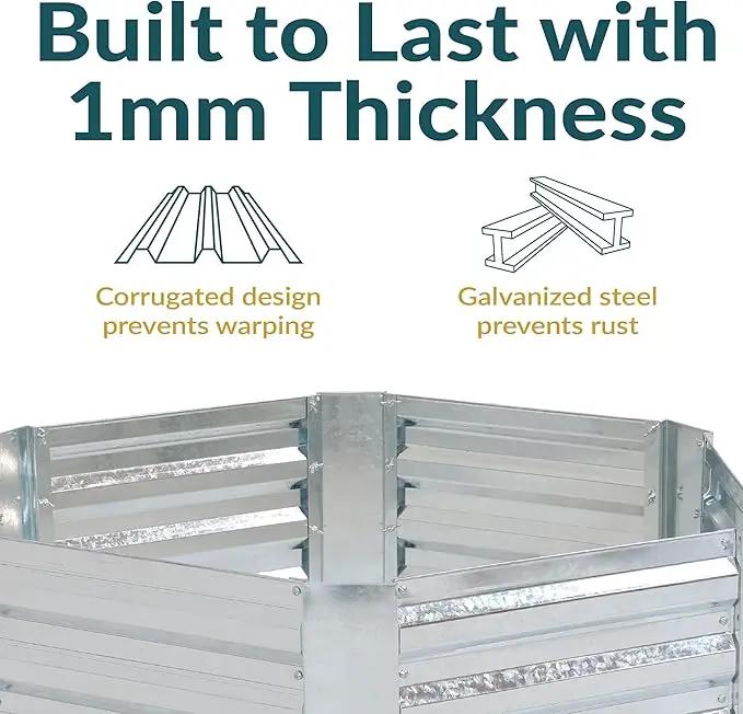 Sunnydaze 11.75" H Raised Metal Garden Bed - Galvanized Raised Garden Bed Outdoor for Vegetables and Flowers - Silver - Hexagon, photo 2 of 9