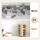 WelFurGeer Bamboo Spice Rack Organizer for Countertop, Revolving Spice Shelf with 16 Glass Jars, Lids & Labels, Desktop Rotating Seasoning Organizer for Kitchens, Space-Saving Design by CozyNest Decor