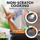 Zulay Kitchen Extra-Large 6-Piece Wooden Spoon Set - Smooth Teak Cooking Utensils - Comfort-Grip Non-Stick Turner, Spatula, Skimmer, Fork, Serving Spoon by CozyNest Decor