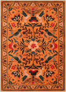 Moynesa Washable Area Rugs 5x7, Ultra Thin Soft Rugs for Living Room Bedroom Non Slip, Indoor Boho Bird Patterned Orange Floral Throw Carpet for Playroom Office Kitchen Stain Resistance by TinyTreasures Baby Boutique