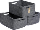 Large Storage Baskets for Shelves, Closet Organizers Bins for Clothes Blanket Towels, Baby Nursery, Toy Baskets Box, Woven Rope Baskets, 17 x 13 x 7.5”, 3 Packs Dark Gray by TinyTreasures Baby Boutique