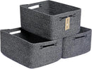 Large Storage Baskets for Shelves, Closet Organizers Bins for Clothes Blanket Towels, Baby Nursery, Toy Baskets Box, Woven Rope Baskets, 17 x 13 x 7.5”, 3 Packs Dark Gray by CozyNest Decor
