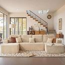 Cloud Sectional Couches for Living Room,U Shaped Modular Sofas No Assembly,133x68 Inches Plush Corduroy Oversized Floor Couch Set with Deep Seat Chaise,Beige by CozyNest Decor